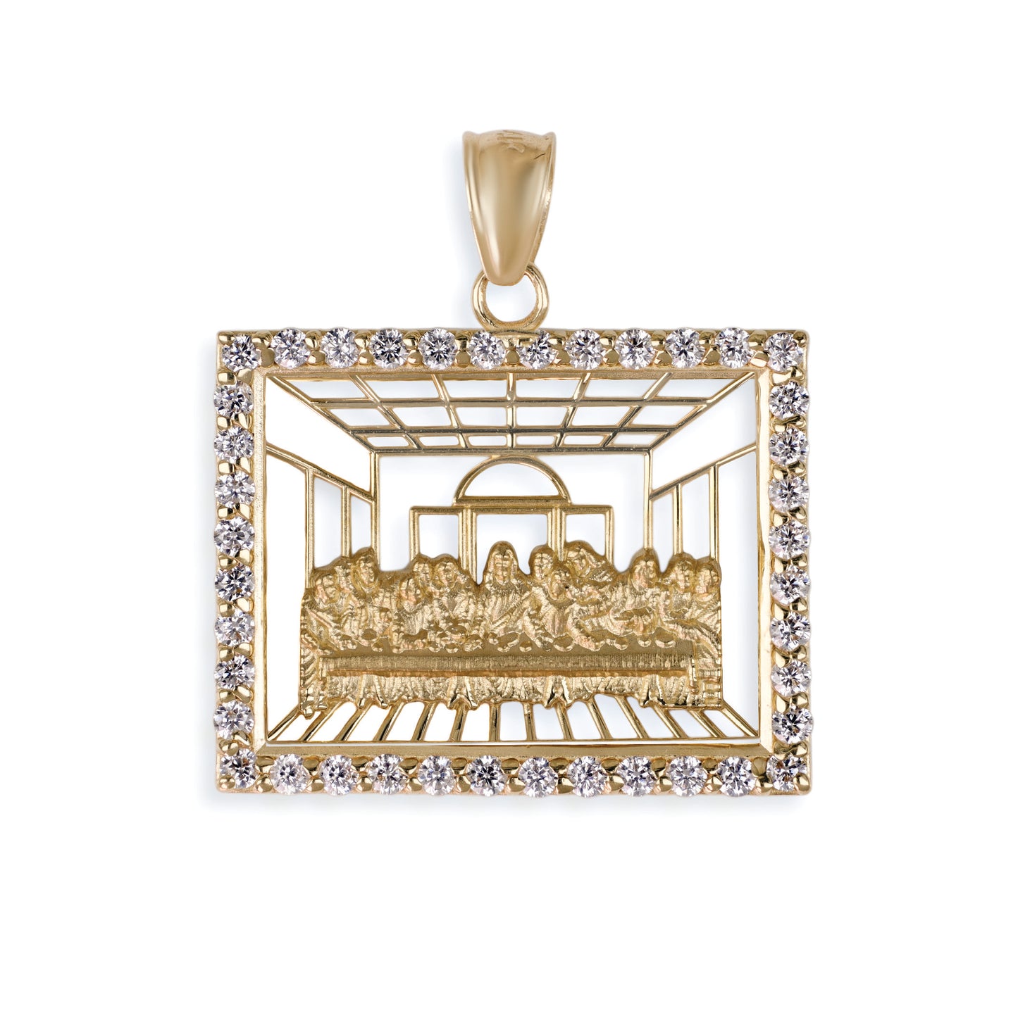 The Last Supper Outline Diamond Pendant In 14K Solid Gold