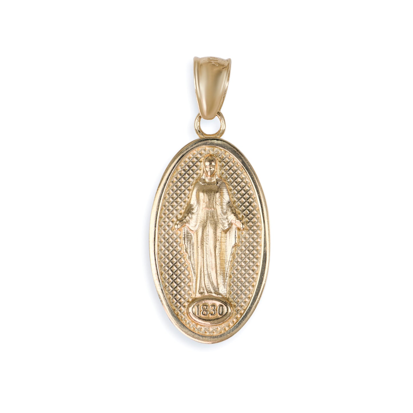 Miraculous Medal Pendant In 14K Solid Gold