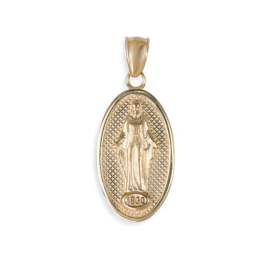 Miraculous Medal Pendant In 14K Solid Gold