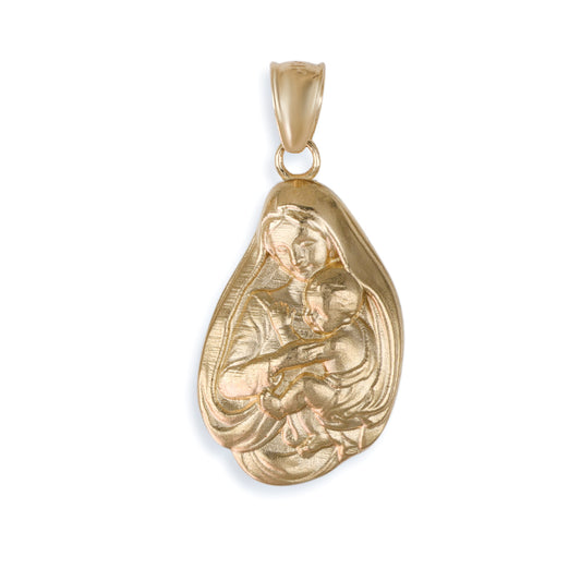 Virgin Mary & Baby Jesus Pendant In 14K Solid Gold