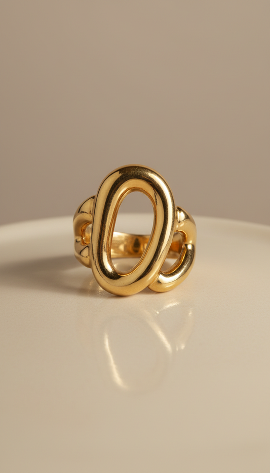 14k Gold Crescent Ring