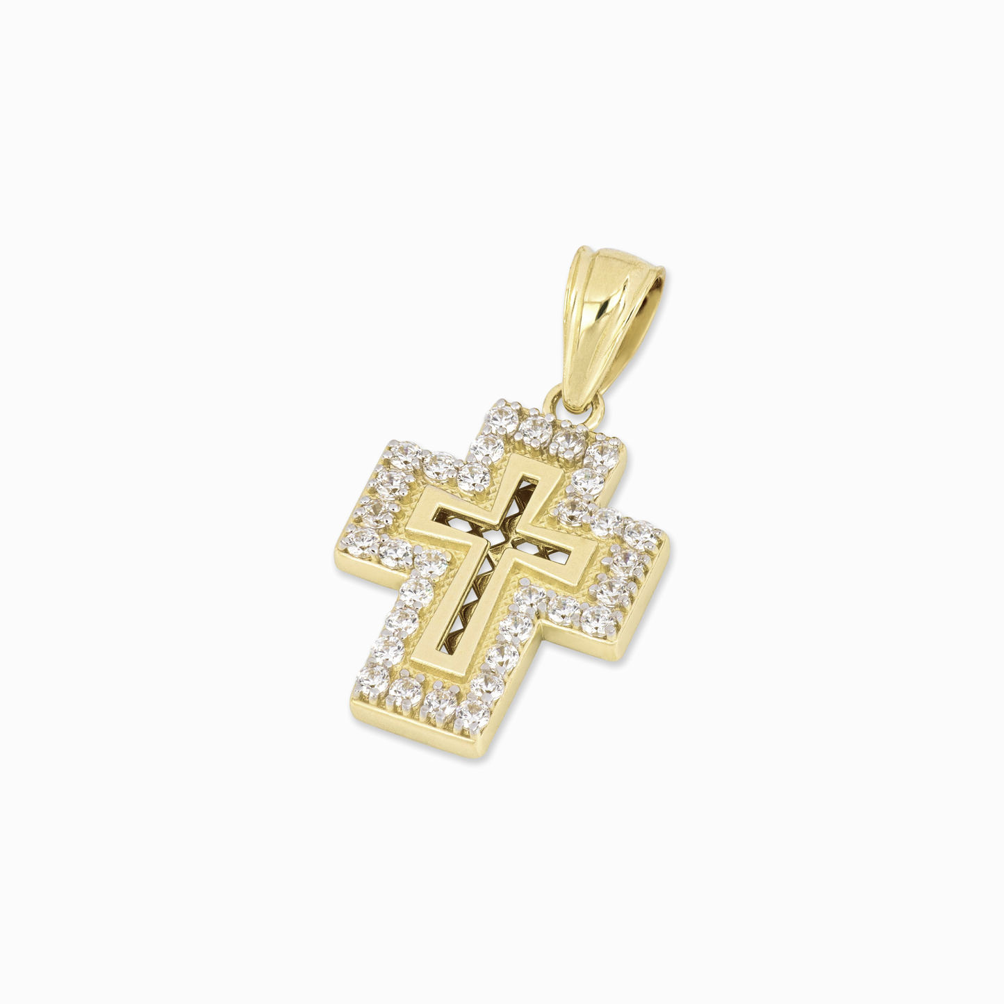 Diamond Cross Outline In 14K Solid Gold