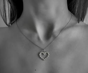 Diamond Heart Necklace In 14K Solid Gold