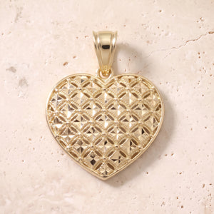 Diamond Cut Heart Pendant In 14K Solid Gold