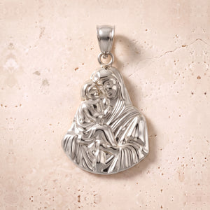 Virgin Mary & Baby Jesus Solo Pendant In 14K Solid Gold