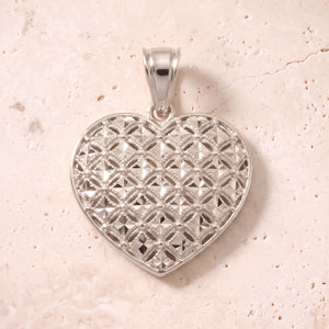 Diamond Cut Heart Pendant In 14K Solid Gold
