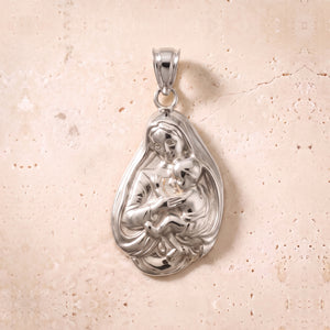 Virgin Mary & Baby Jesus Pendant In 14K Solid Gold