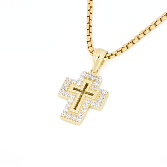 Diamond Cross Outline In 14K Solid Gold