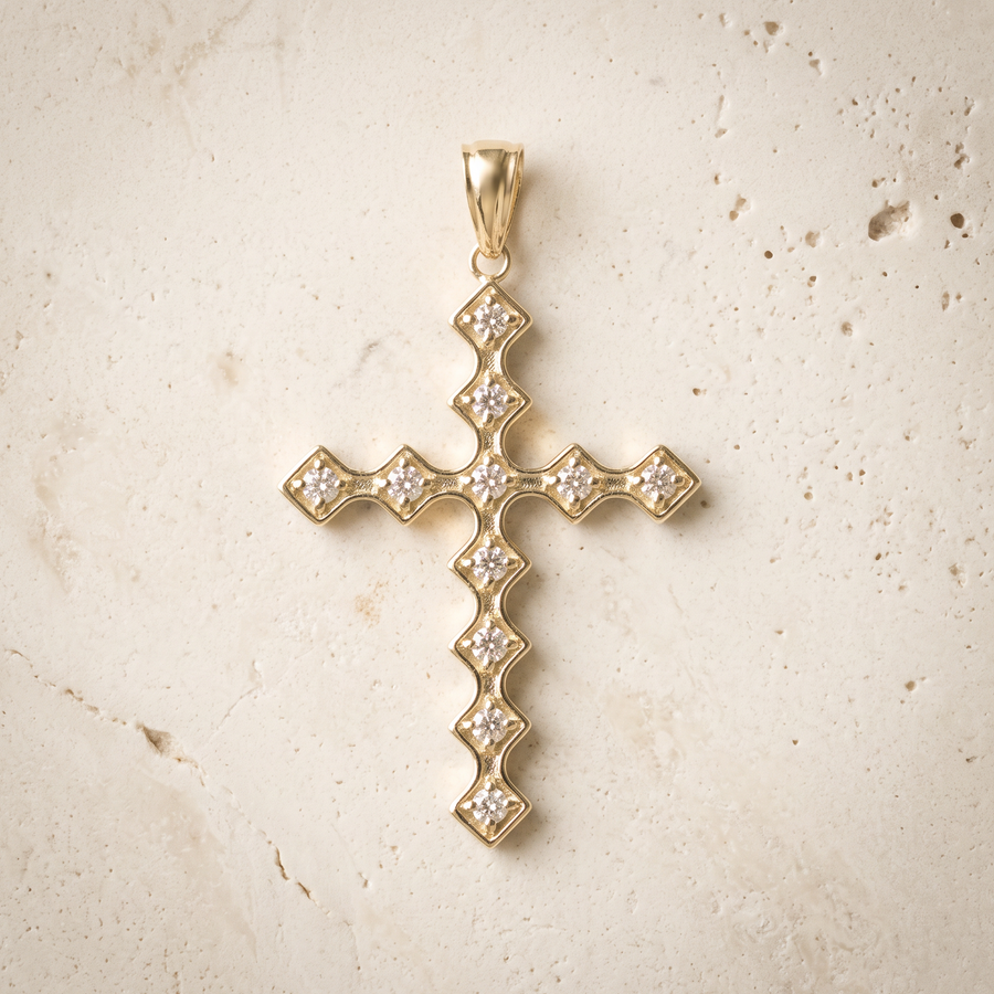 Boxed Diamond Necklace In 14K Solid Gold