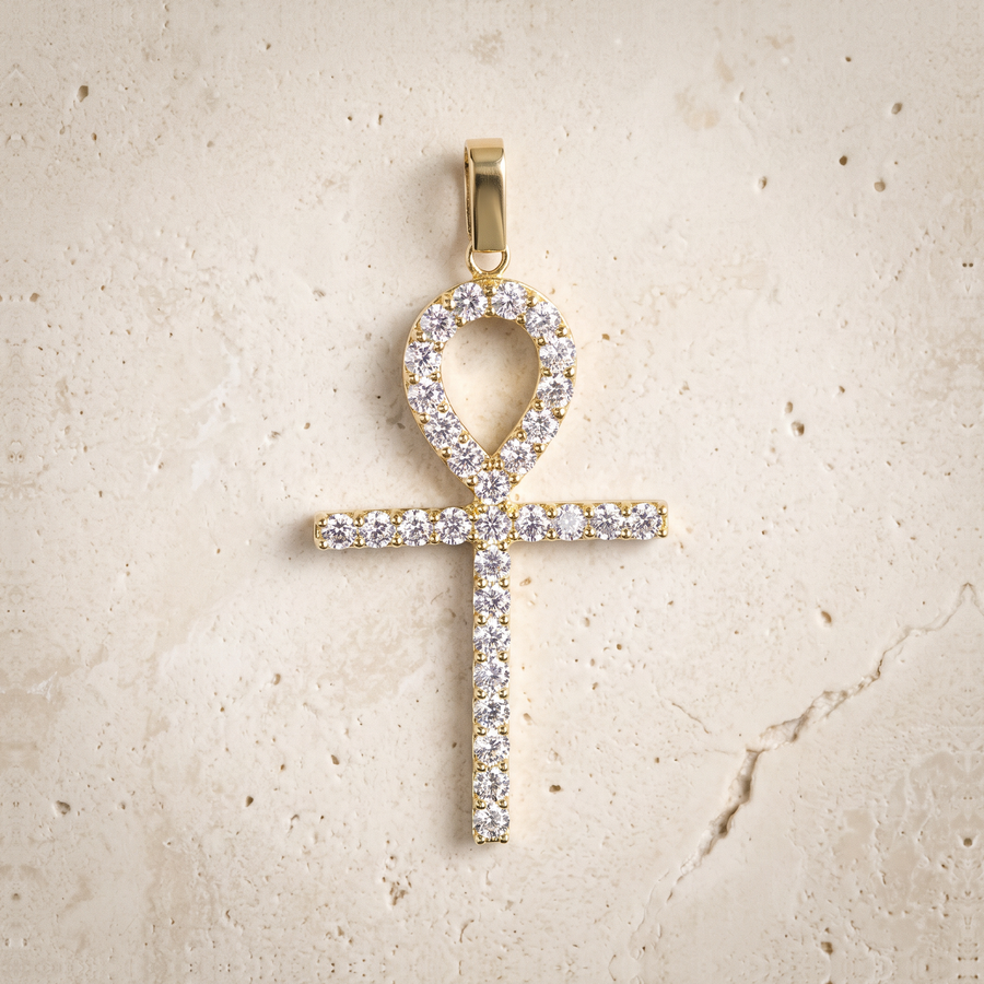 Diamond Ankh Cross In 14K Solid Gold