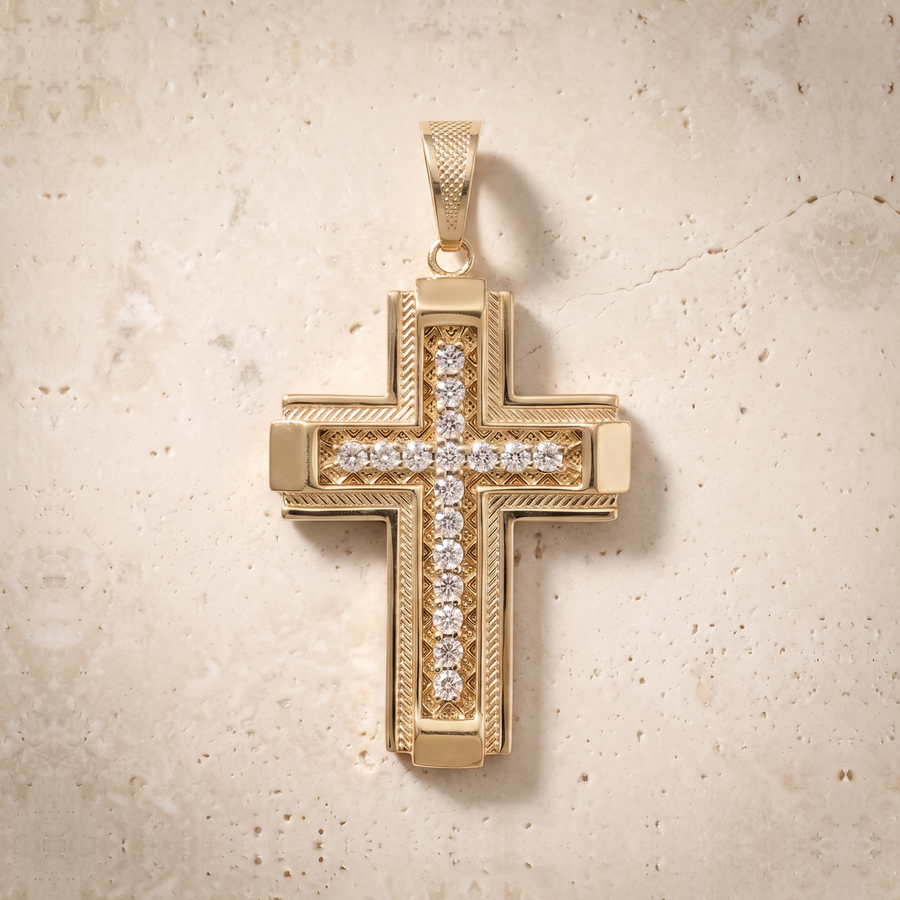 Diamond Cross In 14k Solid Gold