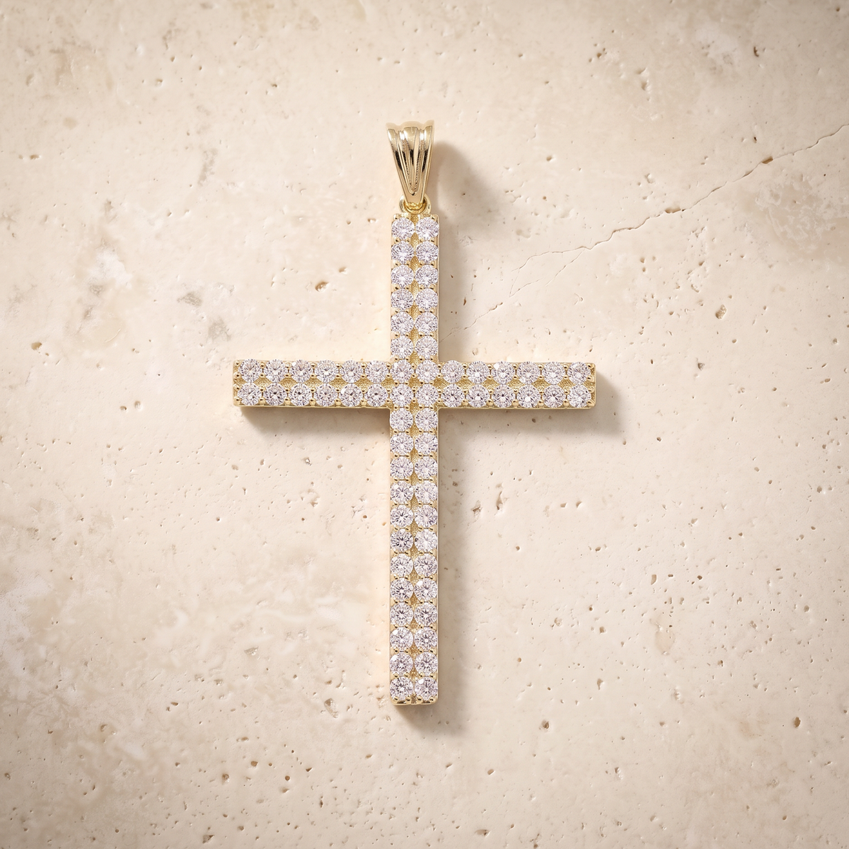 64 Stone Diamond Cross In 14k Solid Gold