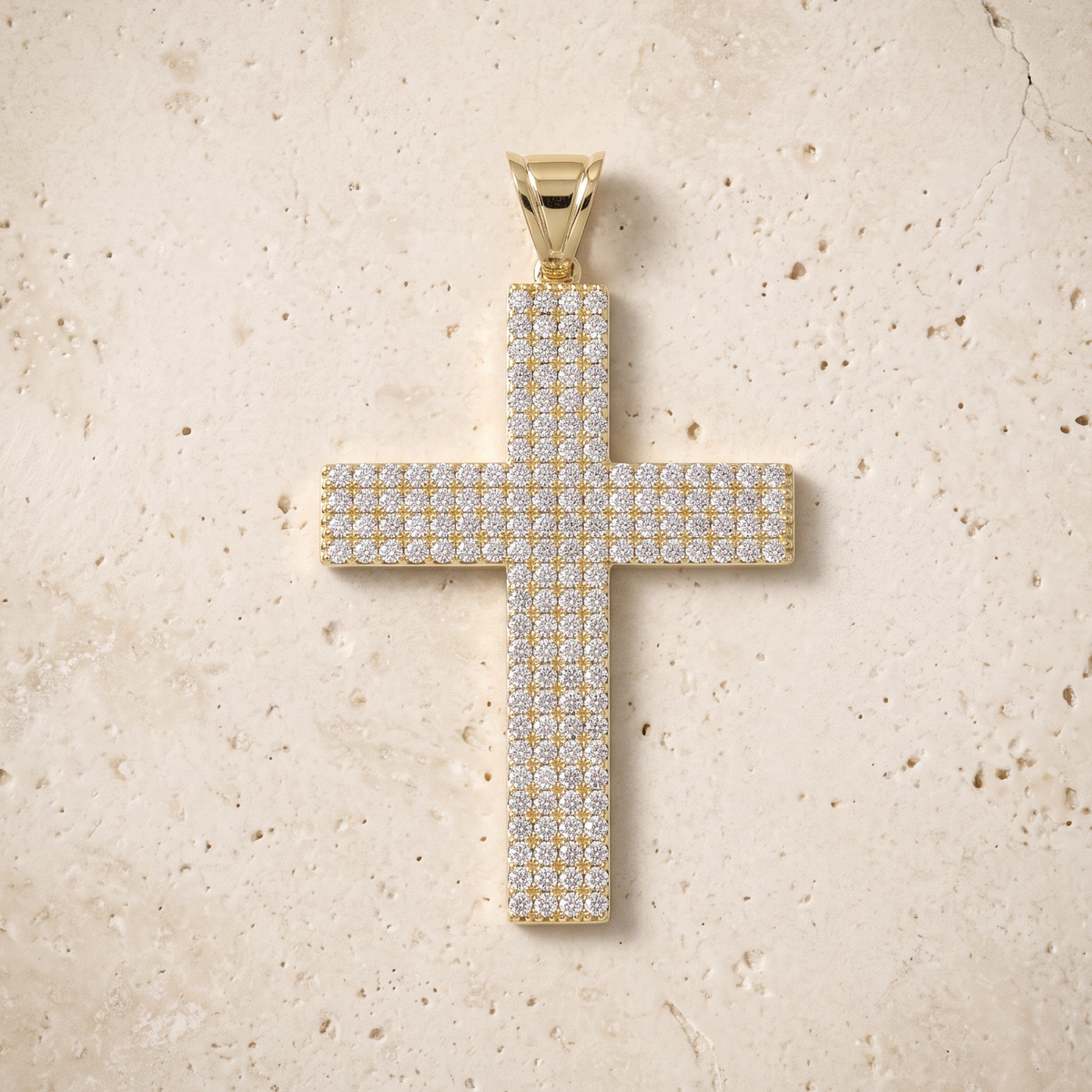 156 Stone Diamond Cross In 14K Solid Gold