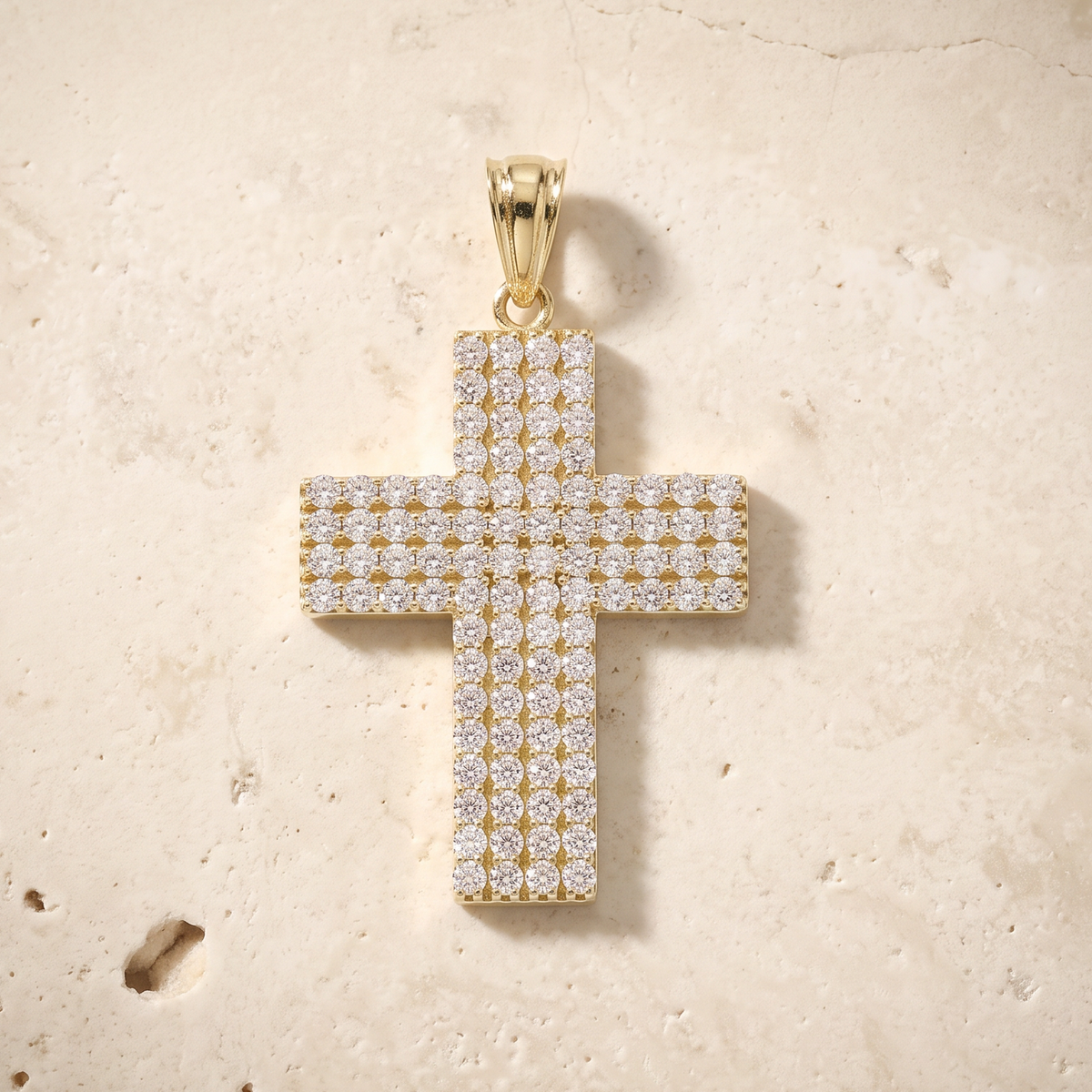 96 Diamond Cross In 14K Solid Gold