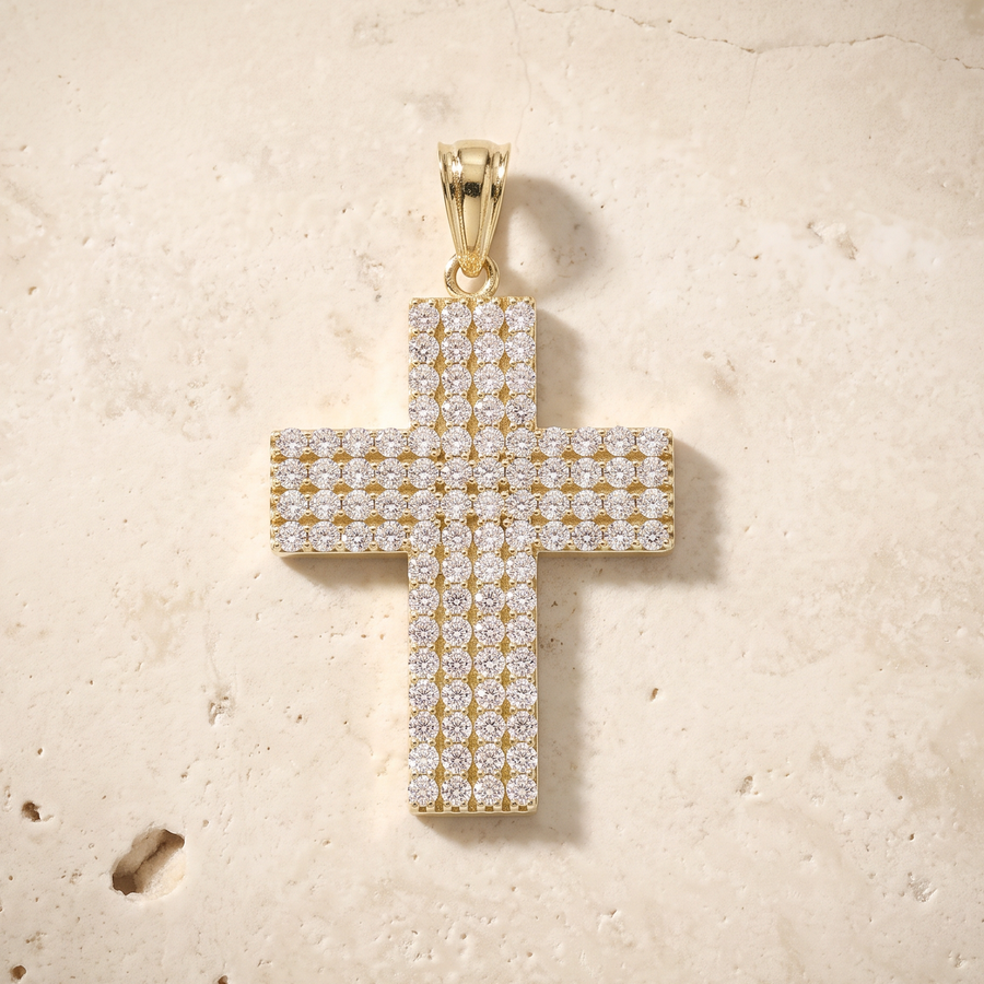 96 Diamond Cross In 14K Solid Gold