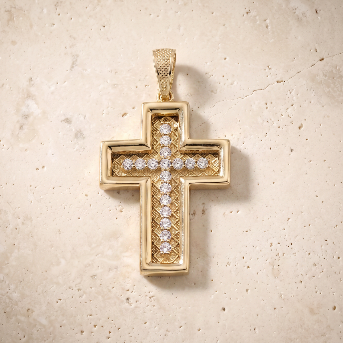 Diamond Cross In 14K Solid Gold
