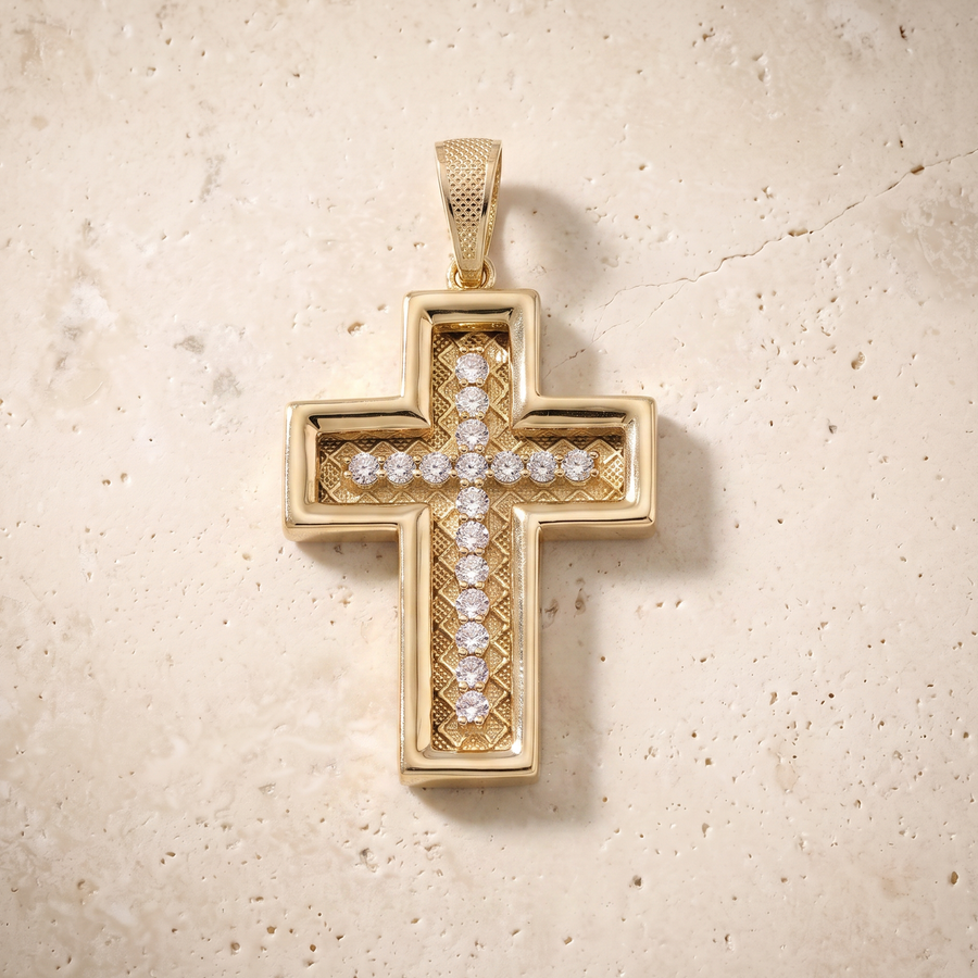 Diamond Cross In 14K Solid Gold