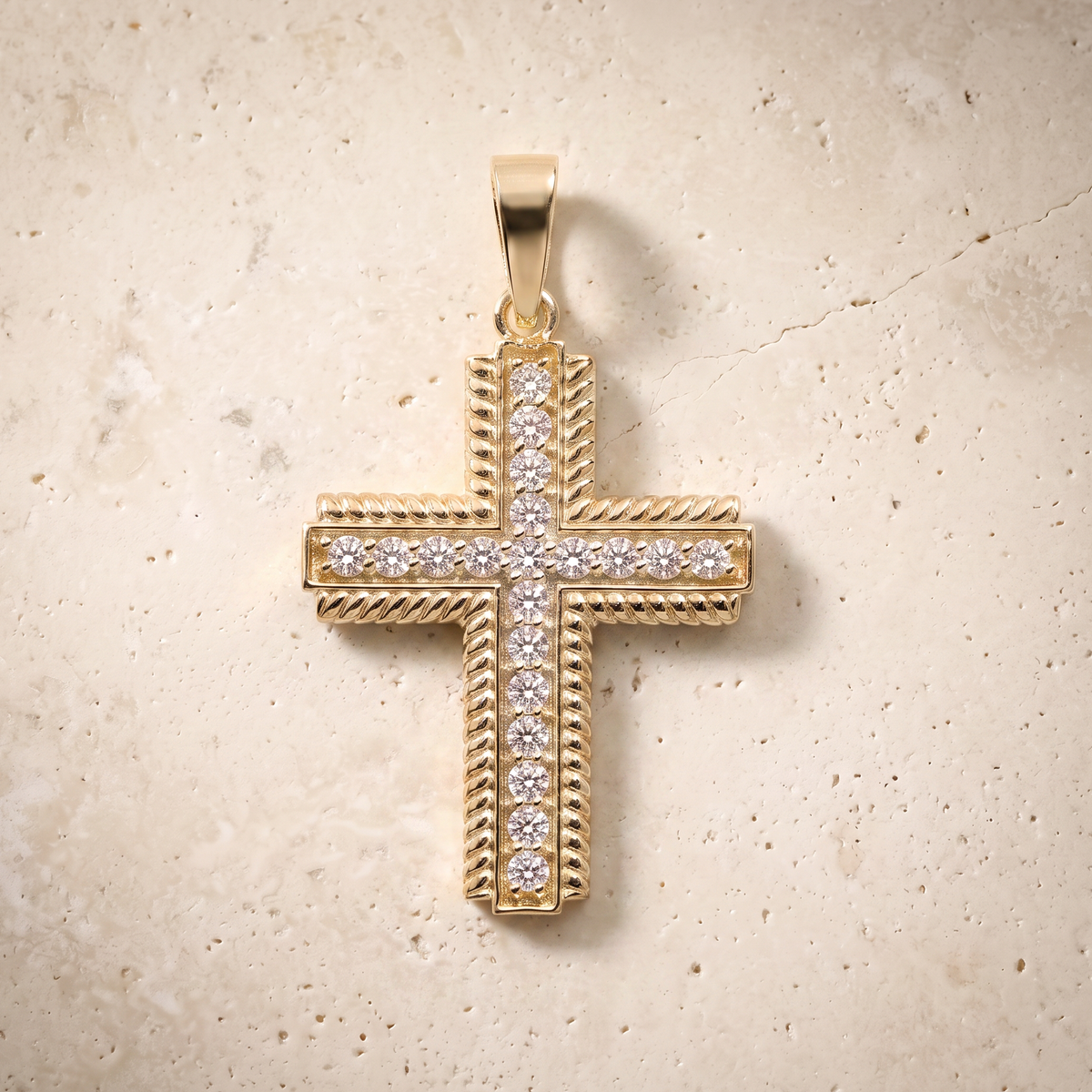 Diamond Cross In 14K Solid Gold