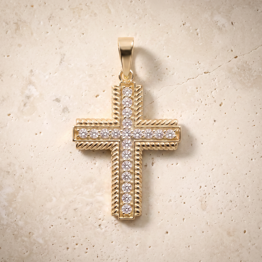 Diamond Cross In 14K Solid Gold