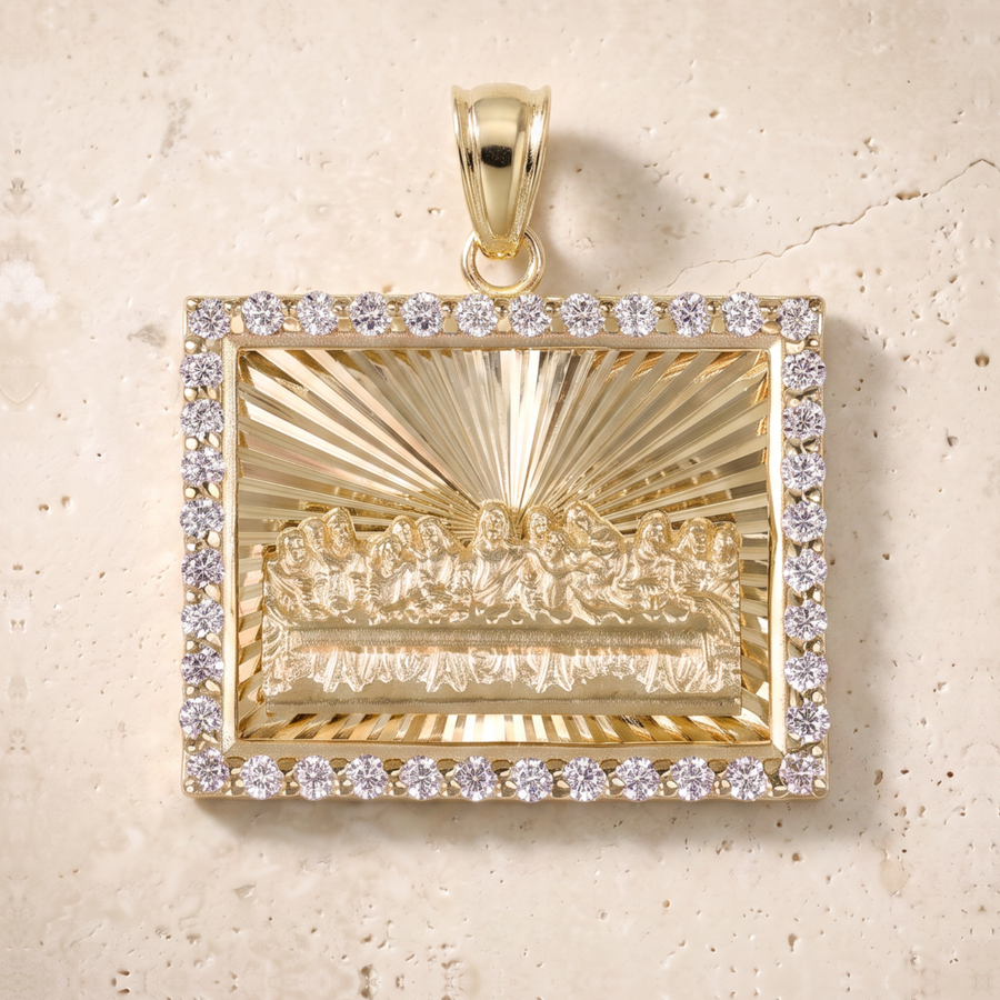 The Last Supper Diamond Pendant In 14K Solid Gold