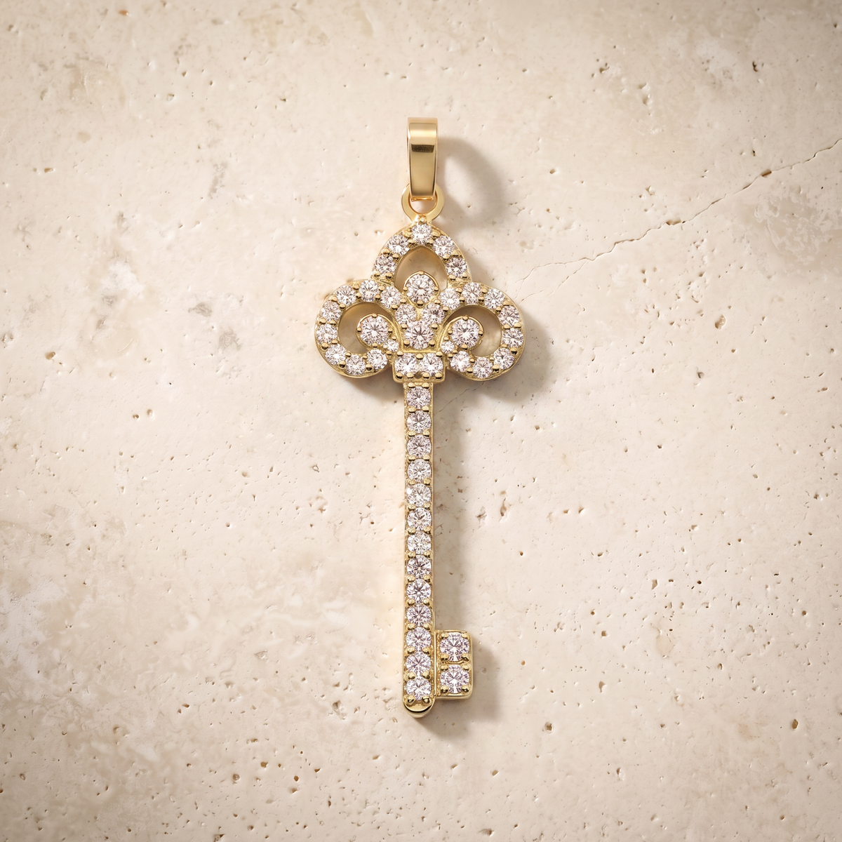 Diamond Key In 14K Solid Gold