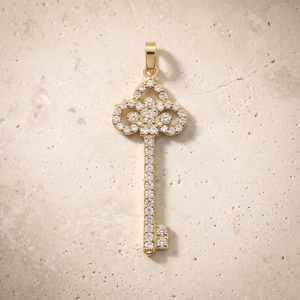 Diamond Key In 14K Solid Gold