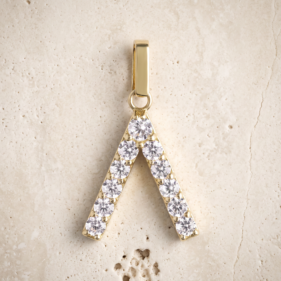 Diamond "A" In 14k Solid Gold