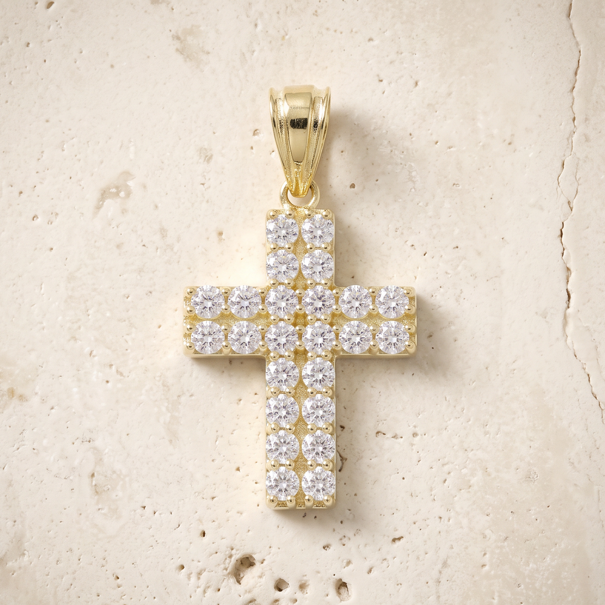 24 Diamond Cross In 14K Solid Gold