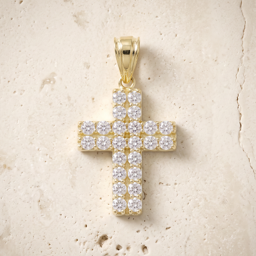 24 Diamond Cross In 14K Solid Gold