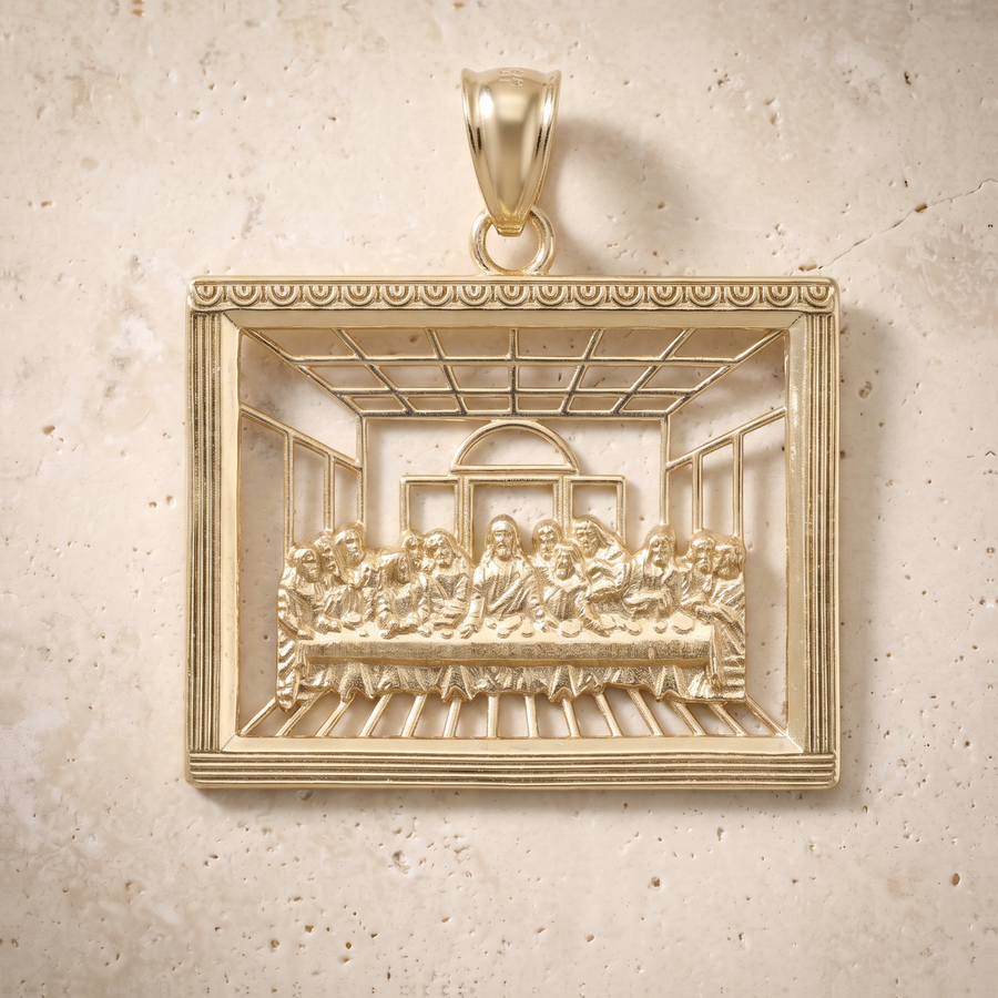 The Last Supper Outline Pendant In 14K Solid Gold