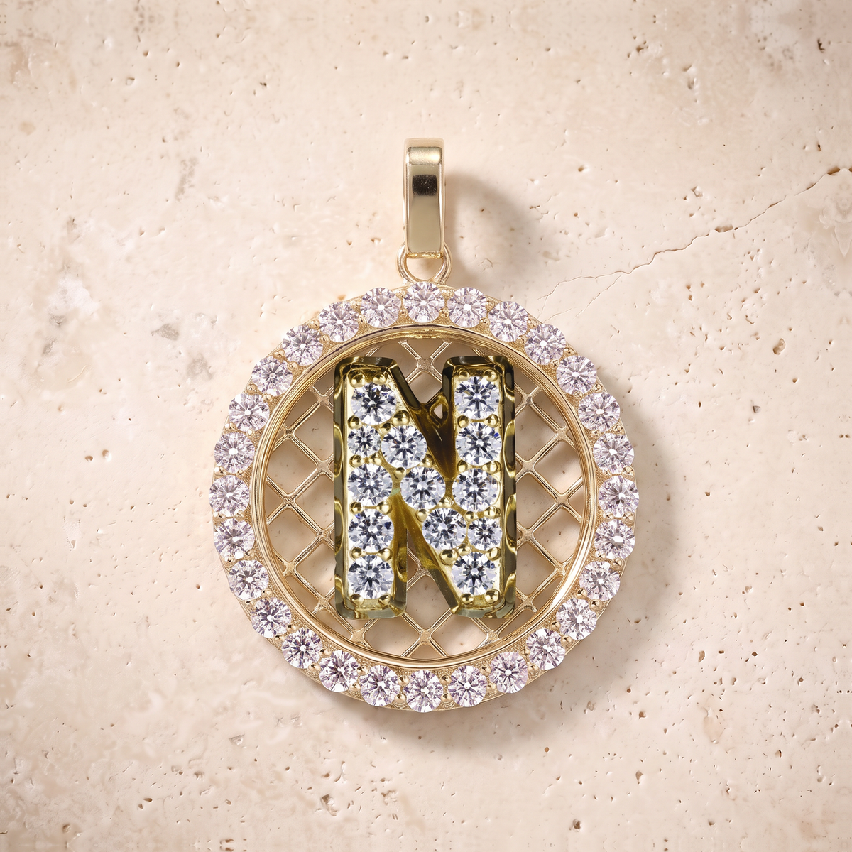 Diamond Initials In 14K Solid Gold