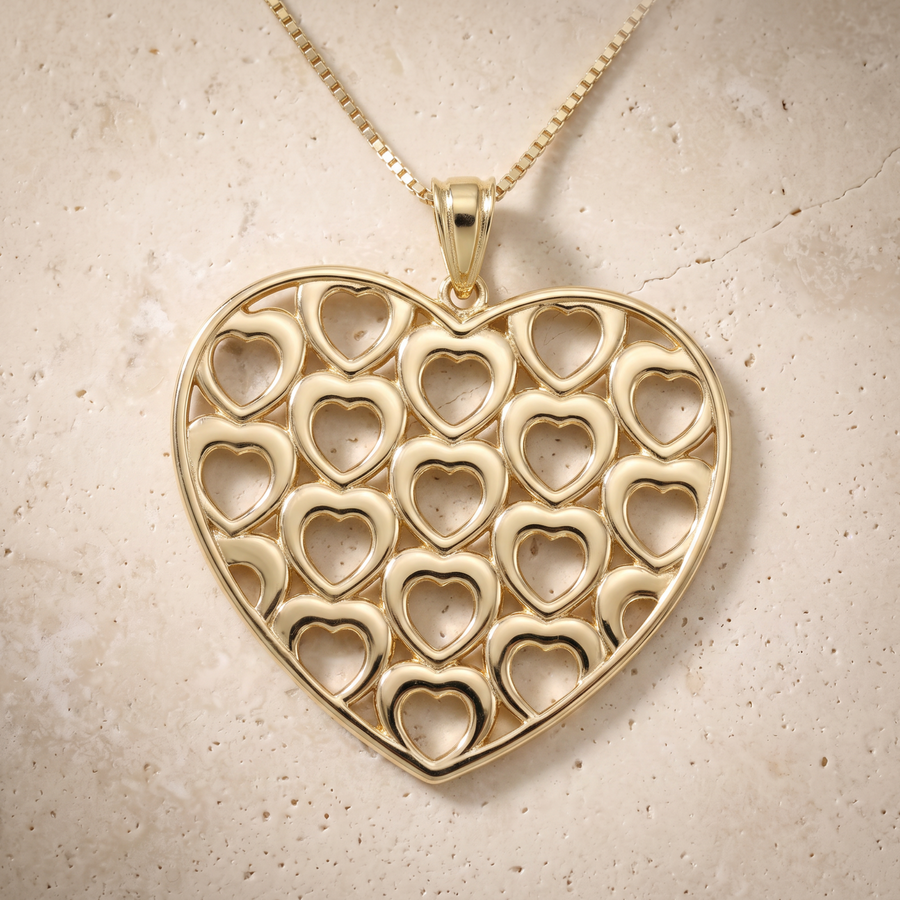 "Hearts" Pendant In 14K Solid Gold
