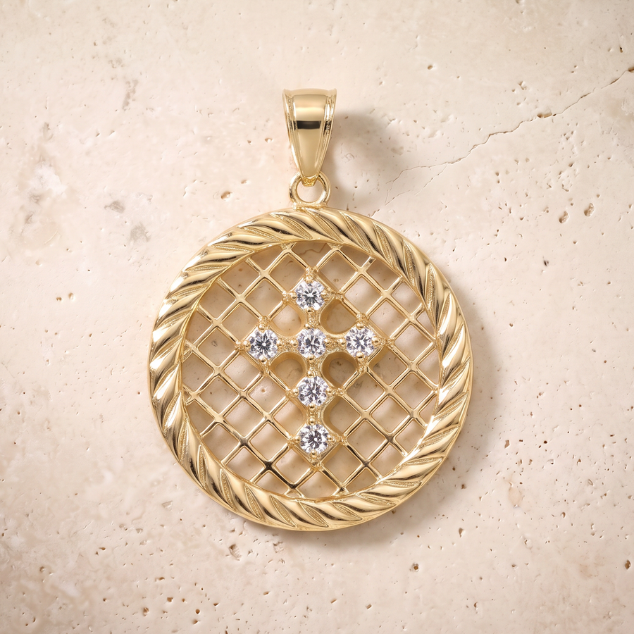 Diamond Cross Pendant In 14K Solid Gold
