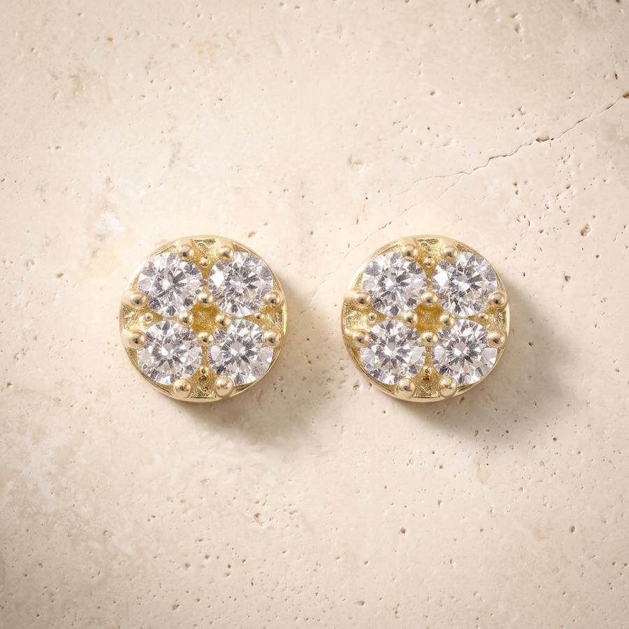Diamond Circle Earrings In 14K Solid Gold