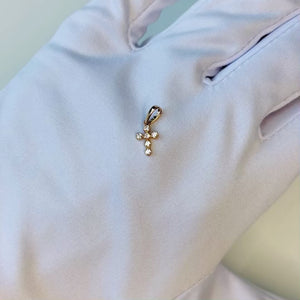 6 Stone Diamond Cross In 14K Solid Gold