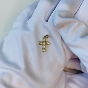 6 Stone Diamond Cross In 14K Solid Gold