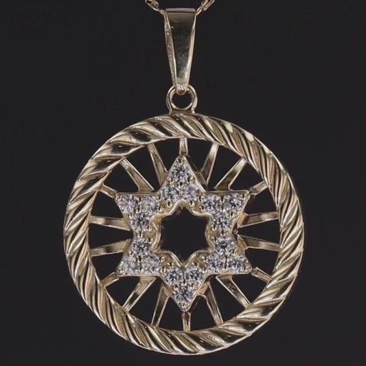 Diamond Star of David Pendant In 14K Solid Gold