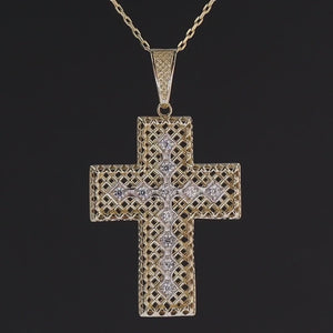 Boxed Diamond Cross In 14K Solid Gold